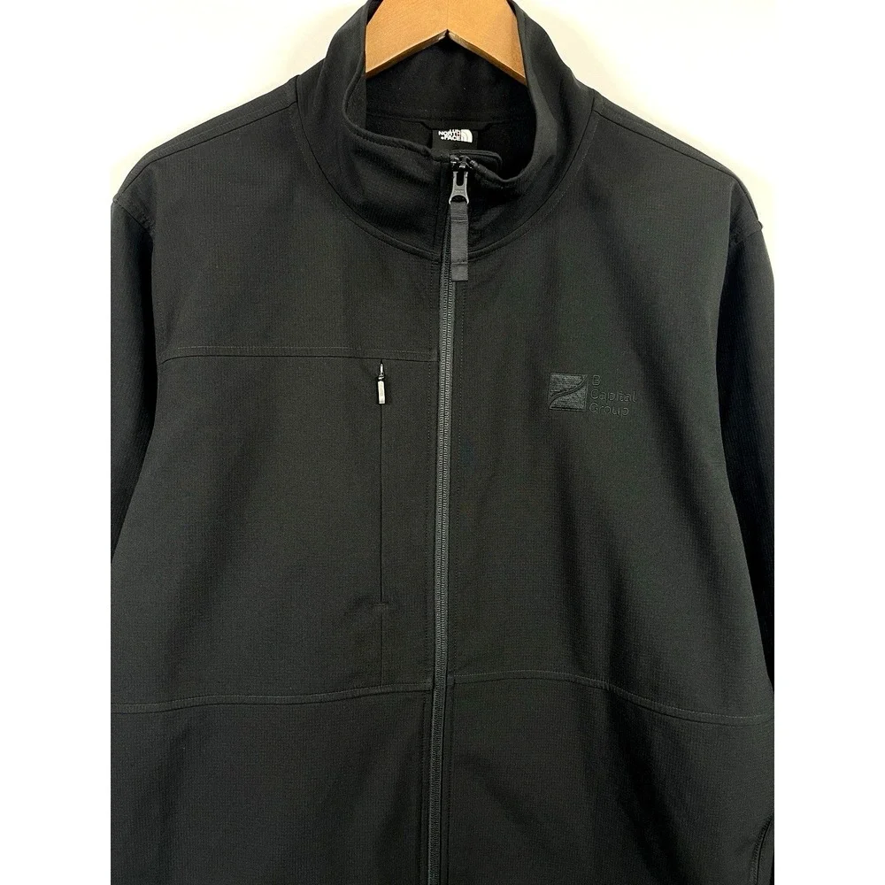 The North Face Mens Soft Shell JacketSize XL Black Full Zip Outdoor Company Logo